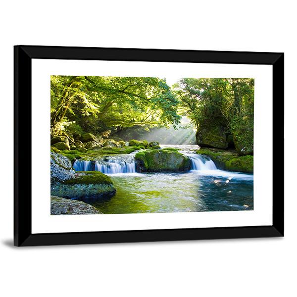 River And Shaft Beam Of Light Canvas Wall Art-3 Horizontal-Gallery Wrap-25" x 16"-Tiaracle