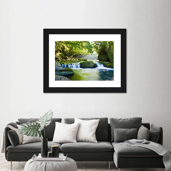 River And Shaft Beam Of Light Canvas Wall Art-3 Horizontal-Gallery Wrap-25" x 16"-Tiaracle