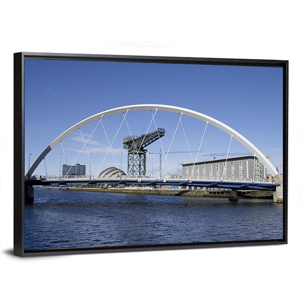 River Clyde In Glasgow With Bridge Canvas Wall Art-3 Horizontal-Gallery Wrap-25" x 16"-Tiaracle