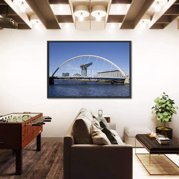 River Clyde In Glasgow With Bridge Canvas Wall Art-3 Horizontal-Gallery Wrap-25" x 16"-Tiaracle