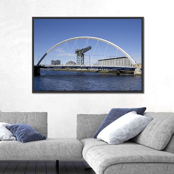 River Clyde In Glasgow With Bridge Canvas Wall Art-3 Horizontal-Gallery Wrap-25" x 16"-Tiaracle