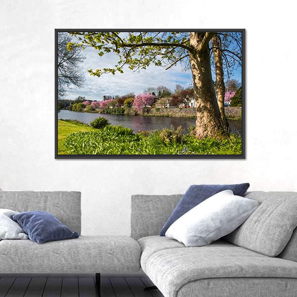 River Cree In Newton Stewart Canvas Wall Art-3 Horizontal-Gallery Wrap-25" x 16"-Tiaracle