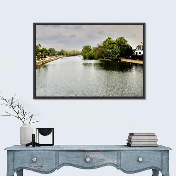 River In Bedfordshire Canvas Wall Art-1 Piece-Floating Frame-24" x 16"-Tiaracle