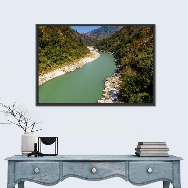 River In Darjeeling Canvas Wall Art-1 Piece-Floating Frame-24" x 16"-Tiaracle