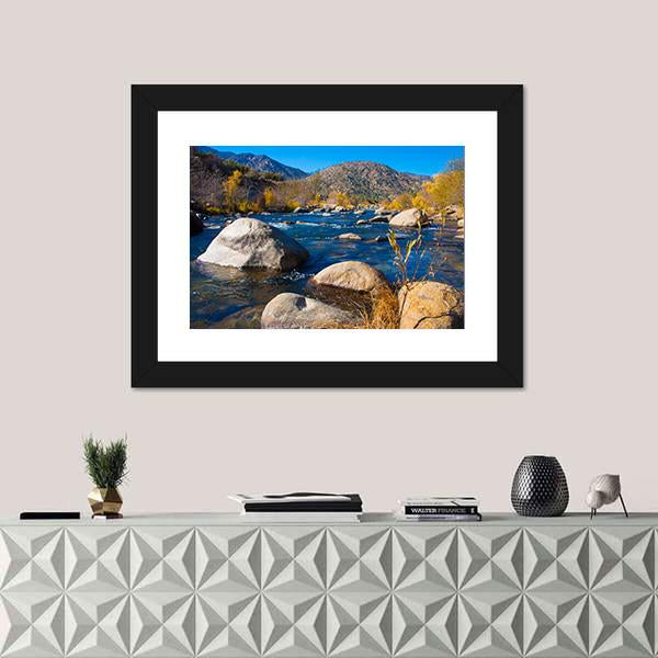 River In Sierra Nevada Canvas Wall Art-1 Piece-Framed Print-20" x 16"-Tiaracle