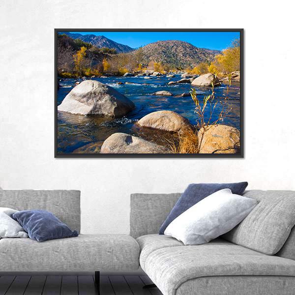 River In Sierra Nevada Canvas Wall Art-3 Horizontal-Gallery Wrap-25" x 16"-Tiaracle
