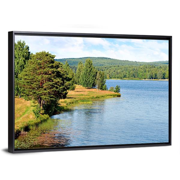 River In Sweden On Bright Summer Day Canvas Wall Art-3 Horizontal-Gallery Wrap-25" x 16"-Tiaracle
