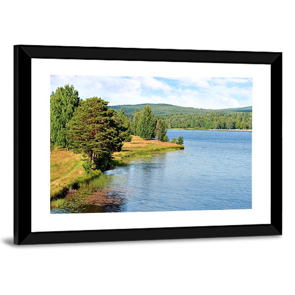 River In Sweden On Bright Summer Day Canvas Wall Art-3 Horizontal-Gallery Wrap-25" x 16"-Tiaracle