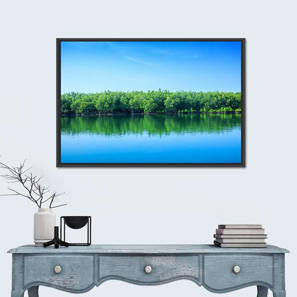 River In Thailand Canvas Wall Art-1 Piece-Floating Frame-24" x 16"-Tiaracle