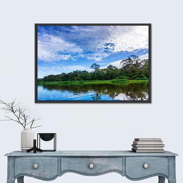 River In The Amazon Rain Forest Canvas Wall Art-1 Piece-Floating Frame-24" x 16"-Tiaracle