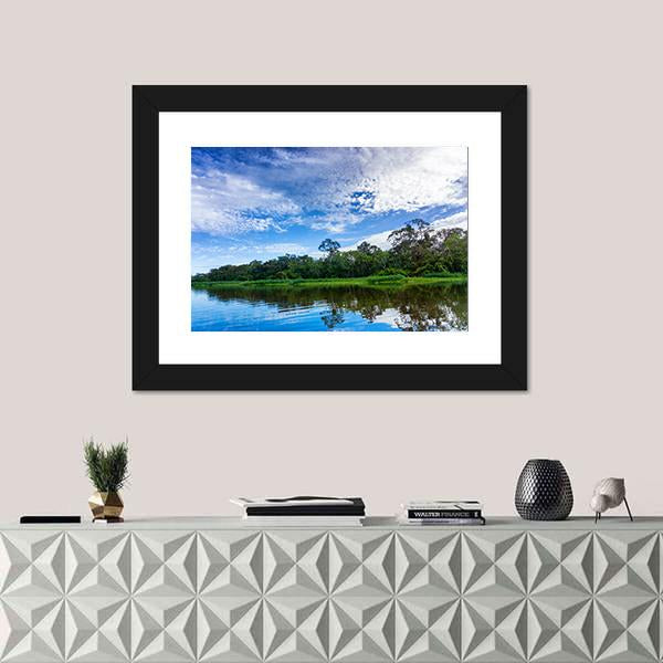 River In The Amazon Rain Forest Canvas Wall Art-1 Piece-Framed Print-20" x 16"-Tiaracle