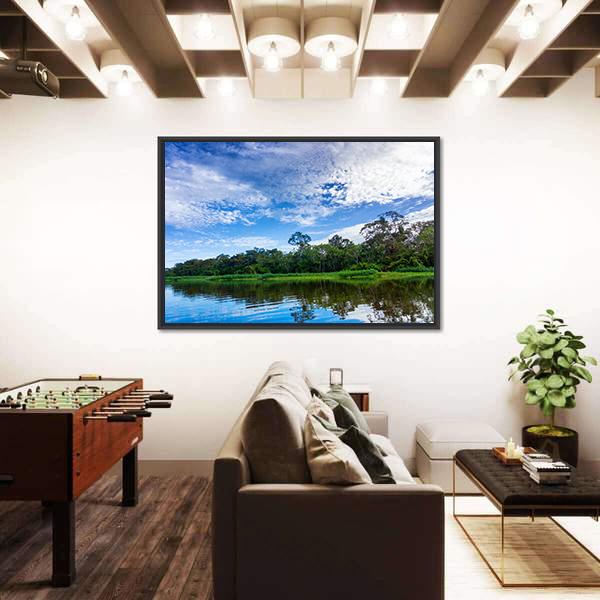 River In The Amazon Rain Forest Canvas Wall Art-3 Horizontal-Gallery Wrap-25" x 16"-Tiaracle