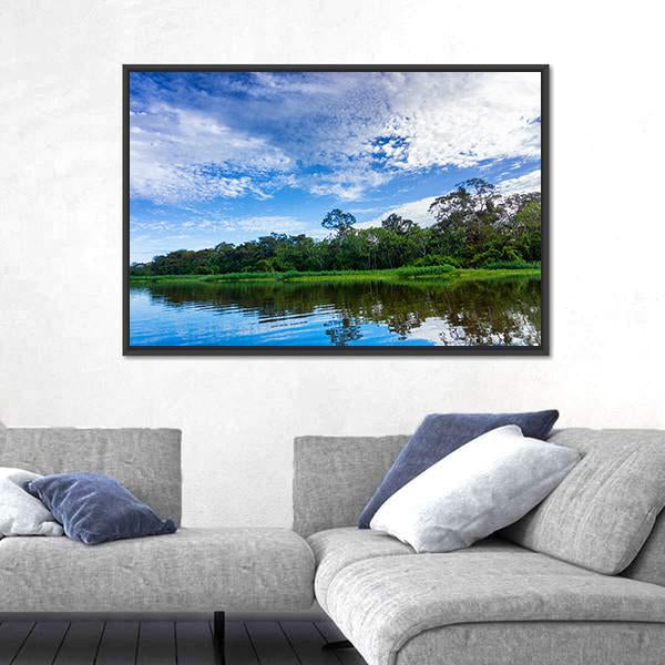 River In The Amazon Rain Forest Canvas Wall Art-3 Horizontal-Gallery Wrap-25" x 16"-Tiaracle