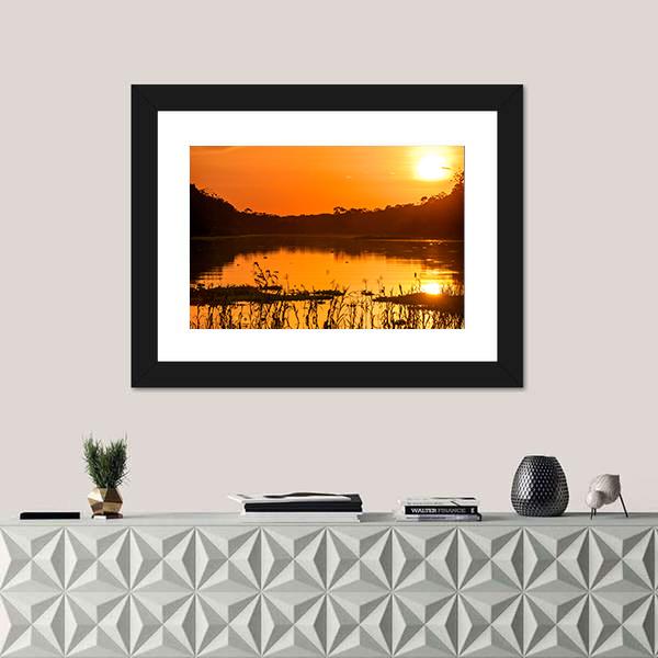 River In The Amazon Rainforest At Dusk Canvas Wall Art-1 Piece-Framed Print-20" x 16"-Tiaracle