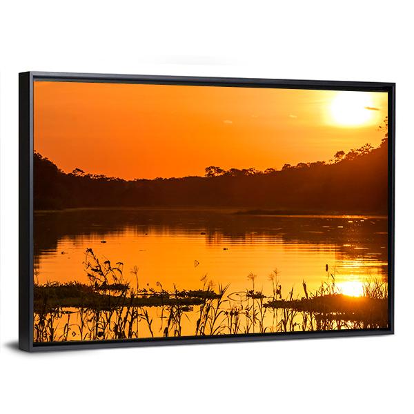 River In The Amazon Rainforest At Dusk Canvas Wall Art-3 Horizontal-Gallery Wrap-25" x 16"-Tiaracle