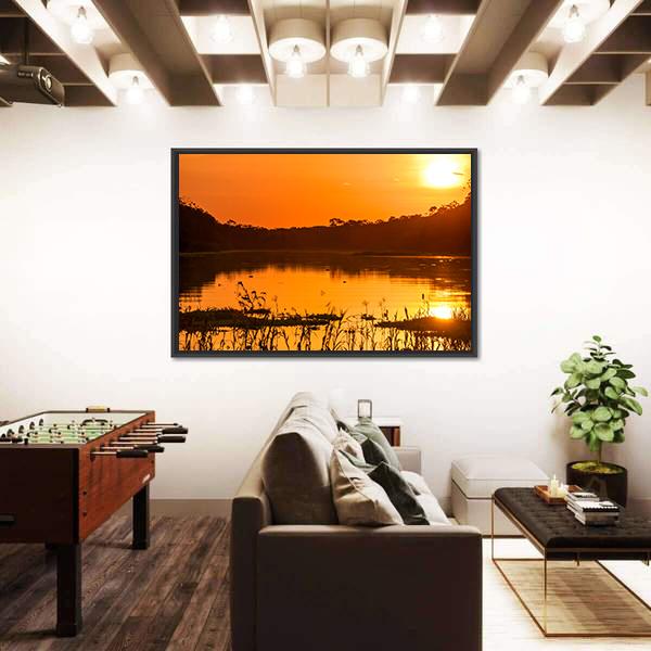 River In The Amazon Rainforest At Dusk Canvas Wall Art-3 Horizontal-Gallery Wrap-25" x 16"-Tiaracle