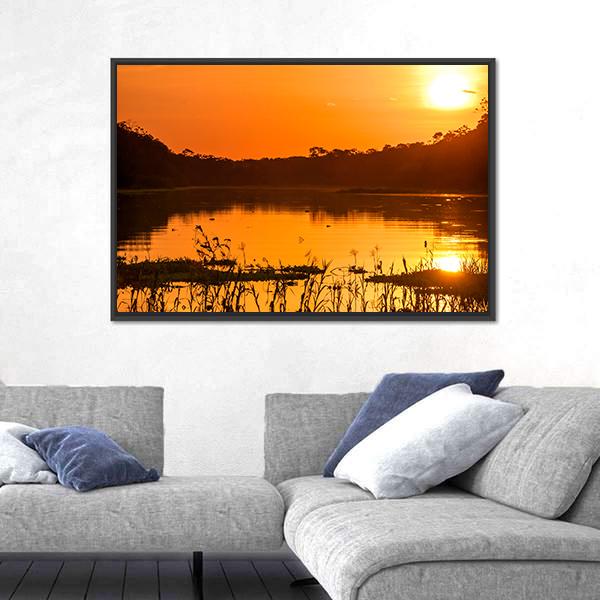 River In The Amazon Rainforest At Dusk Canvas Wall Art-3 Horizontal-Gallery Wrap-25" x 16"-Tiaracle