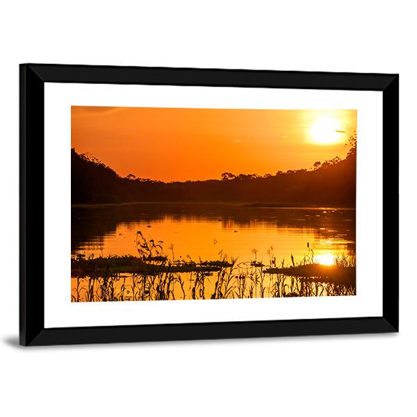 River In The Amazon Rainforest At Dusk Canvas Wall Art-3 Horizontal-Gallery Wrap-25" x 16"-Tiaracle