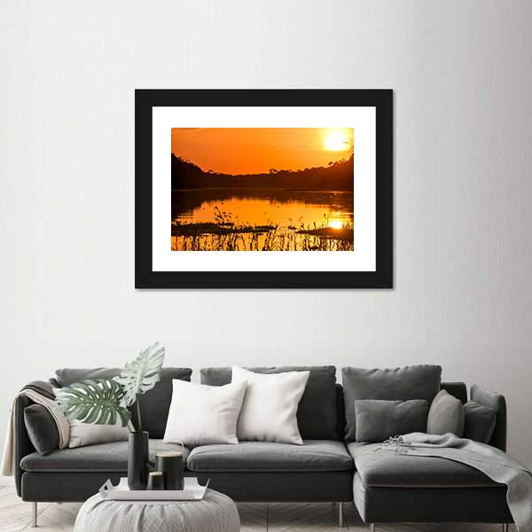 River In The Amazon Rainforest At Dusk Canvas Wall Art-3 Horizontal-Gallery Wrap-25" x 16"-Tiaracle
