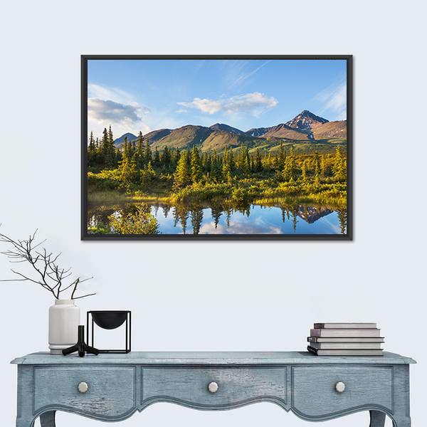 River In Tundra On Alaska Canvas Wall Art-1 Piece-Floating Frame-24" x 16"-Tiaracle