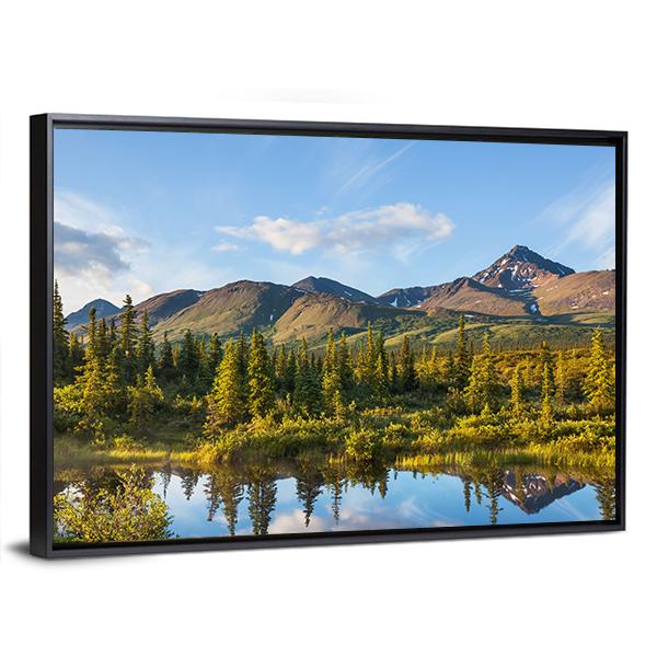 River In Tundra On Alaska Canvas Wall Art-3 Horizontal-Gallery Wrap-25" x 16"-Tiaracle