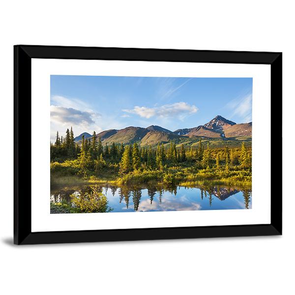 River In Tundra On Alaska Canvas Wall Art-3 Horizontal-Gallery Wrap-25" x 16"-Tiaracle