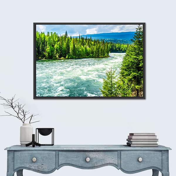 River In Wells Gray Provincial Park In Cariboo Mountain Canvas Wall Art-1 Piece-Floating Frame-24" x 16"-Tiaracle