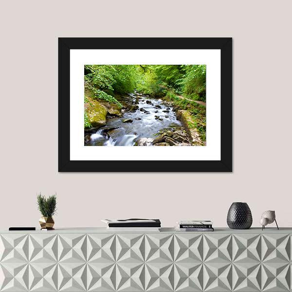 River Lyn Waters Meet Near Lynton Canvas Wall Art-1 Piece-Framed Print-20" x 16"-Tiaracle