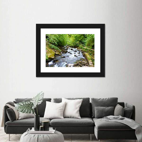 River Lyn Waters Meet Near Lynton Canvas Wall Art-5 Horizontal-Gallery Wrap-22" x 12"-Tiaracle