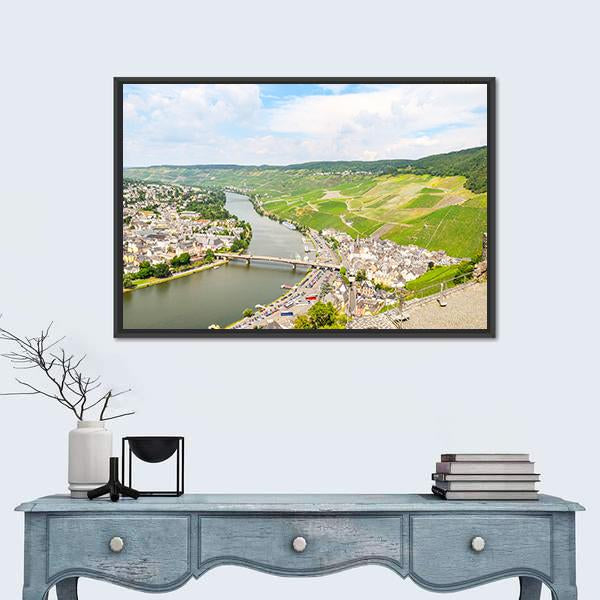 River Mosel In Summer Canvas Wall Art-1 Piece-Floating Frame-36" x 24"-Tiaracle