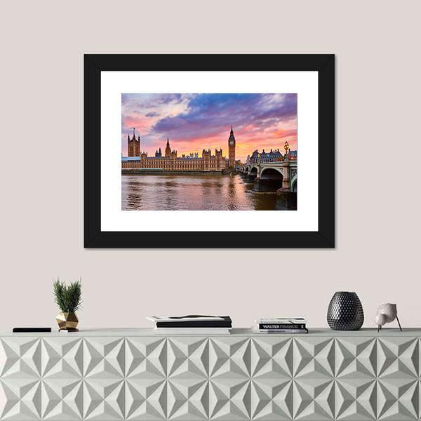 River Thames Canvas Wall Art-1 Piece-Framed Print-30" x 20"-Tiaracle