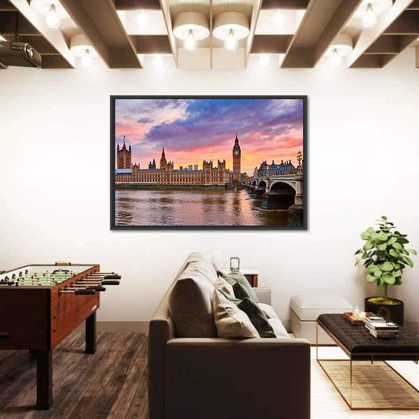 River Thames Canvas Wall Art-5 Horizontal-Gallery Wrap-22" x 12"-Tiaracle
