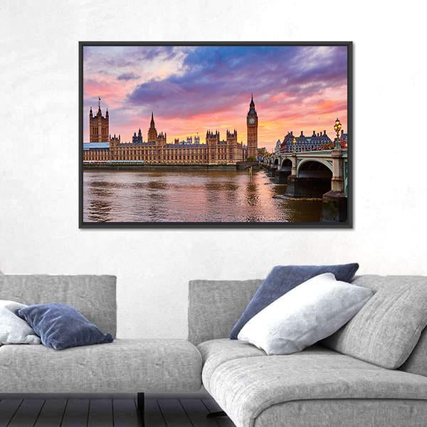 River Thames Canvas Wall Art-5 Horizontal-Gallery Wrap-22" x 12"-Tiaracle