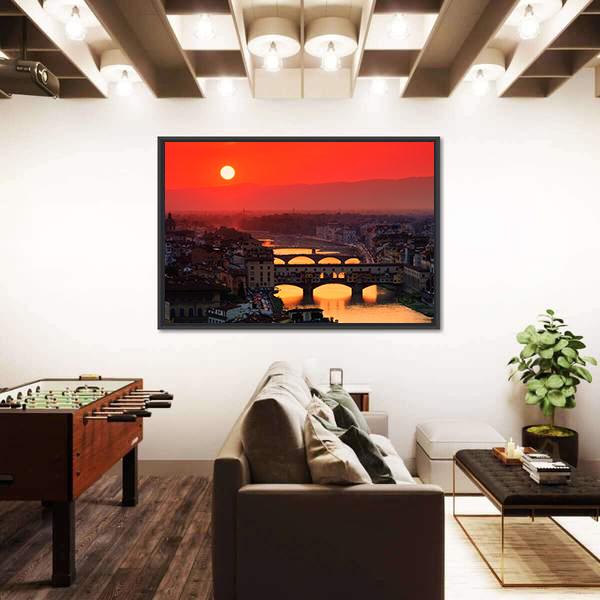 River With Florence Bridge Canvas Wall Art-5 Horizontal-Gallery Wrap-22" x 12"-Tiaracle