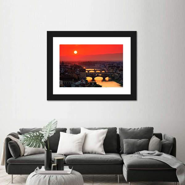 River With Florence Bridge Canvas Wall Art-5 Horizontal-Gallery Wrap-22" x 12"-Tiaracle