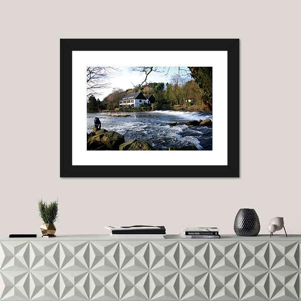 River Wupper In North Rhine Germany Canvas Wall Art-1 Piece-Framed Print-20" x 16"-Tiaracle