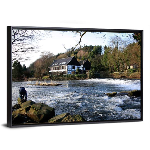River Wupper In North Rhine Germany Canvas Wall Art-3 Horizontal-Gallery Wrap-25" x 16"-Tiaracle