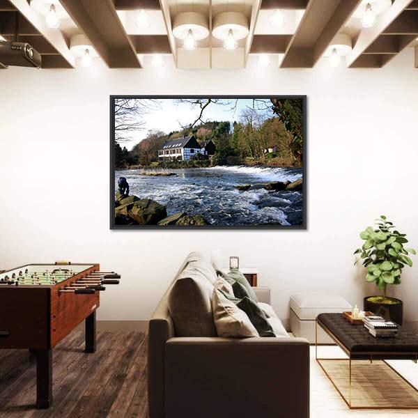 River Wupper In North Rhine Germany Canvas Wall Art-3 Horizontal-Gallery Wrap-25" x 16"-Tiaracle
