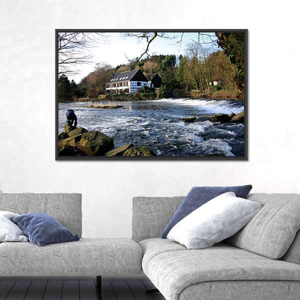 River Wupper In North Rhine Germany Canvas Wall Art-3 Horizontal-Gallery Wrap-25" x 16"-Tiaracle