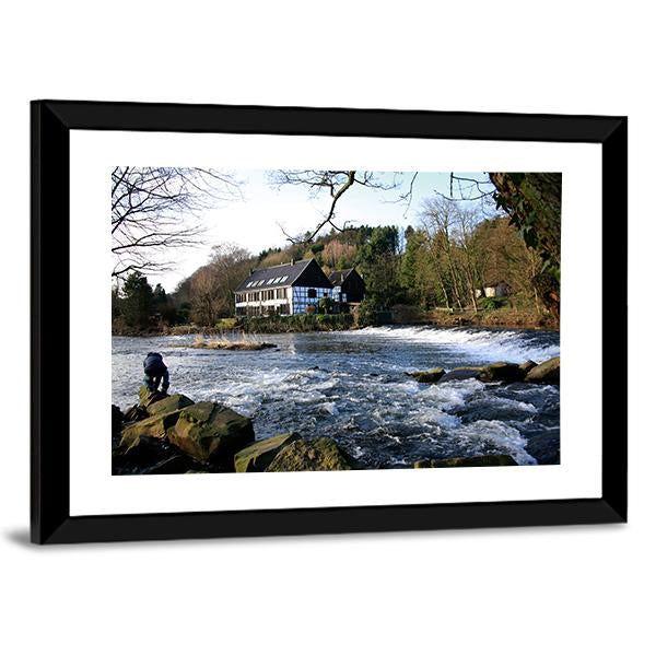 River Wupper In North Rhine Germany Canvas Wall Art-3 Horizontal-Gallery Wrap-25" x 16"-Tiaracle