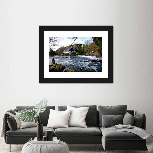 River Wupper In North Rhine Germany Canvas Wall Art-3 Horizontal-Gallery Wrap-25" x 16"-Tiaracle