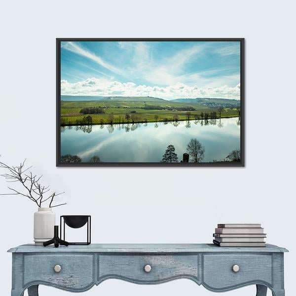 River in Germany Canvas Wall Art-1 Piece-Floating Frame-24" x 16"-Tiaracle