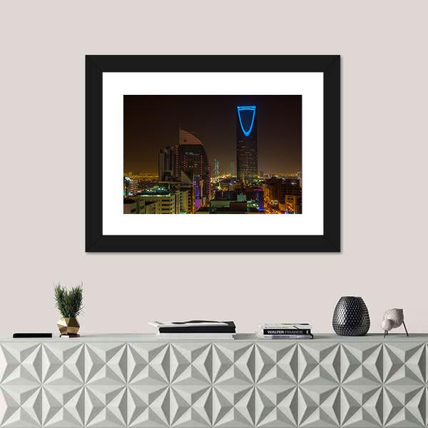 Riyadh At Night Canvas Wall Art-1 Piece-Framed Print-20" x 16"-Tiaracle