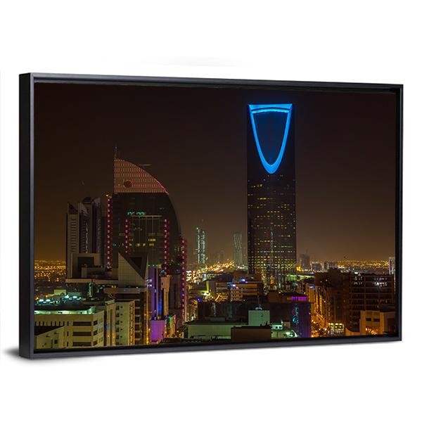 Riyadh At Night Canvas Wall Art-3 Horizontal-Gallery Wrap-25" x 16"-Tiaracle