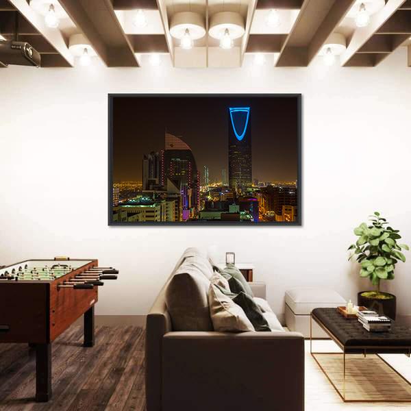 Riyadh At Night Canvas Wall Art-3 Horizontal-Gallery Wrap-25" x 16"-Tiaracle