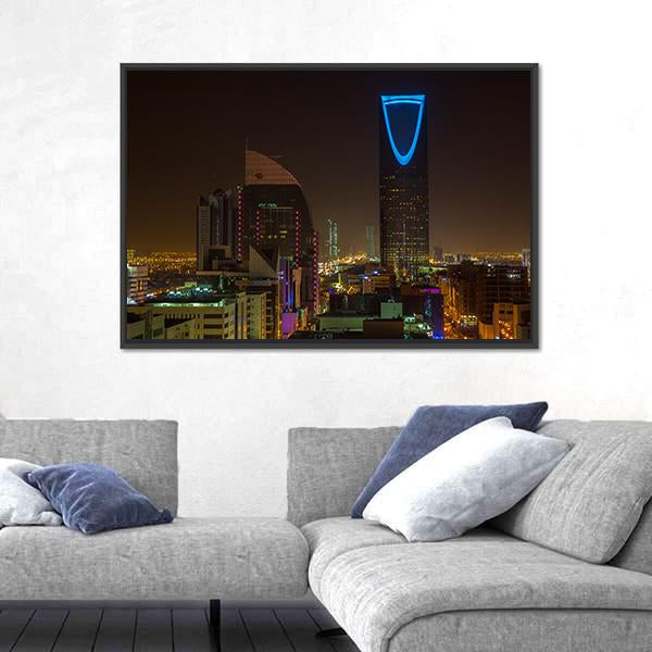 Riyadh At Night Canvas Wall Art-3 Horizontal-Gallery Wrap-25" x 16"-Tiaracle