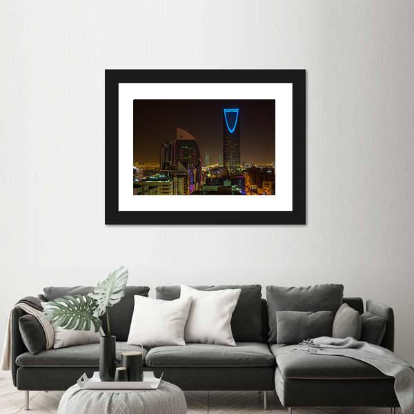Riyadh At Night Canvas Wall Art-3 Horizontal-Gallery Wrap-25" x 16"-Tiaracle