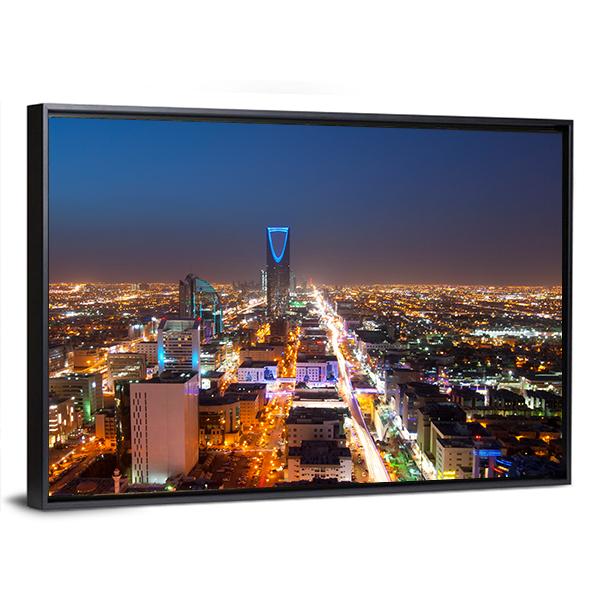 Riyadh Skyline At Night Canvas Wall Art-3 Horizontal-Gallery Wrap-25" x 16"-Tiaracle