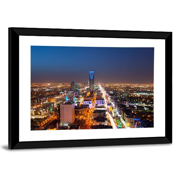 Riyadh Skyline At Night Canvas Wall Art-3 Horizontal-Gallery Wrap-25" x 16"-Tiaracle