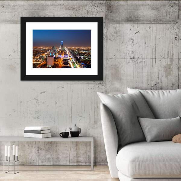 Riyadh Skyline At Night Canvas Wall Art-3 Horizontal-Gallery Wrap-25" x 16"-Tiaracle